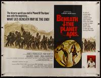 8c034 BENEATH THE PLANET OF THE APES linen British quad '70 what lies beneath may be the end!