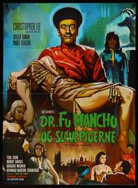 8c153 BRIDES OF FU MANCHU Danish '66 Asian villain Christopher Lee, completely different art!