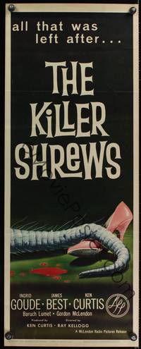 8c068 KILLER SHREWS insert '59 classic horror art of all that was left after the monster attack!