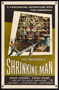 8c007 INCREDIBLE SHRINKING MAN linen 1sh '57 Jack Arnold, classic Reynold Brown sci-fi artwork!