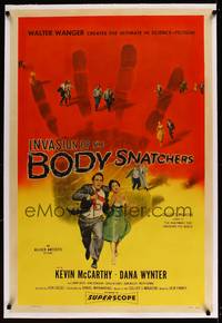 8c003 INVASION OF THE BODY SNATCHERS linen 1sh '56 classic horror, the ultimate in science-fiction!