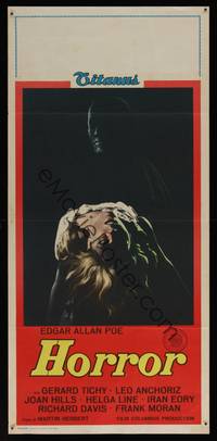 8c211 BLANCHEVILLE MONSTER Italian locandina '63 Edgar Allan Poe, cool art of killer & victim!