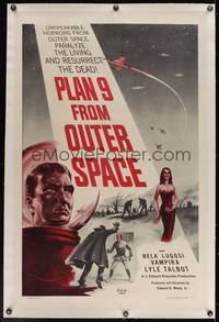 8c001 PLAN 9 FROM OUTER SPACE linen 1sh '58 directed by Ed Wood, arguably the worst movie ever!