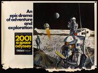 8c126 2001: A SPACE ODYSSEY Cinerama subway poster '68 art of astronauts on moon by Bob McCall!