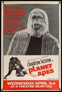 8c119 PLANET OF THE APES half subway '68 classic sci-fi, Maurice Evans is Dr. Zaius!