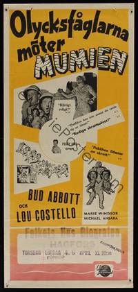 8c160 ABBOTT & COSTELLO MEET THE MUMMY Swedish stolpe '55 Bud & Lou are back in their mummy's arms!