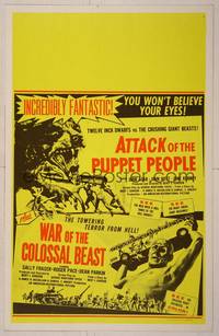 8d009 ATTACK OF THE PUPPET PEOPLE/WAR OF COLOSSAL BEAST WC '58 Bert I. Gordon sci-fi double bill!