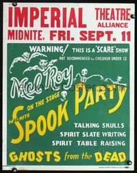 8d006 MID-NITE SPOOK PARTY Spook Show jumbo WC '36 talking skulls, ghosts from the dead!