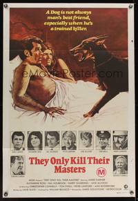 8e105 THEY ONLY KILL THEIR MASTERS Aust 1sh '72 different art of Garner & Ross attacked by dog!