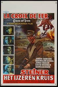 8e139 CROSS OF IRON Belgian '77 Sam Peckinpah, art of James Coburn as World War II Nazi soldier!