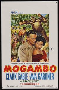 8e192 MOGAMBO Belgian '53 Clark Gable, Grace Kelly & Ava Gardner in Africa!
