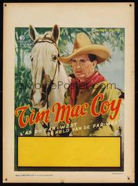 8e243 TIM MCCOY Belgian 1950s portrait art of classic cowboy with trusty horse!