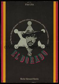 8e018 EL DORADO Czech 11x16 '66 close-up of Robert Mitchum in sheriff's badge, Howard Hawks!