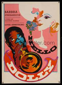 8e021 HELLO DOLLY Czech 11x16 '70 different art of Barbra Streisand & Louis Armstrong by Galova!