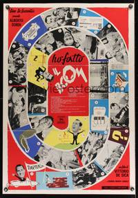8e266 IL BOOM Italian 1sh '63 Vittorio De Sica, Alberto Sordi, cool board game style artwork!