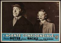 8e282 CONFIDENTIAL AGENT Italian 13x19 pbusta '45 close-up of Charles Boyer , sexy Lauren Bacall!