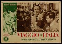 8e303 STRANGERS Italian 14x19 pbusta '53 cool border art of Ingrid Bergman, George Sanders!