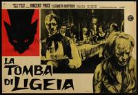 8e479 TOMB OF LIGEIA Italian photobusta '65 Roger Corman, Edgar Allan Poe, cool cat border art!