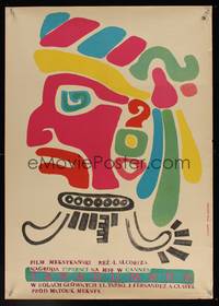 8e511 ALWAYS FURTHER ON Polish 24x33 '68 Jolanta Karczewska artwork of Aztec warrior!