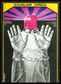 8e657 SUGARLAND EXPRESS Polish 23x32 '75 Steven Spielberg, Rene Mulas artwork of police siren!