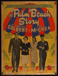 8f443 PALM BEACH STORY silkscreen style A 30x40 '42 Preston Sturges, Claudette Colbert, Joel McCrea