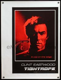 8f073 TIGHTROPE English commercial '84 Clint Eastwood is a cop on the edge, cool handcuff image!