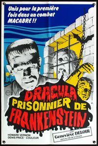 8f077 DRACULA PRISONER OF FRANKENSTEIN French 28x42 '72 Jesus Franco, cool image of best monsters!