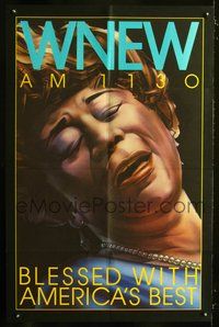 8f036 WNEW AM 1130 ELLA FITZGERALD radio poster '80s cool close-up artwork of Fitzgerald!