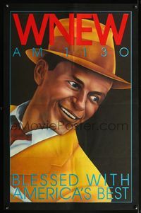 8f037 WNEW AM 1130 FRANK SINATRA radio poster '80s great Frank Sinatra portrait art!
