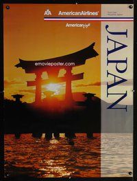 8f034 JAPAN AMERICAN AIRLINES travel poster '03 cool image of temple gates in water!