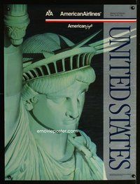 8f033 UNITED STATES AMERICAN AIRLINES travel poster '98 travel, cool image of Statue of LIberty!