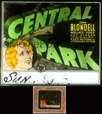 8g026 CENTRAL PARK glass slide '32 artwork of pretty Joan Blondell, who falls in love in New York!