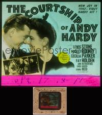 8g027 COURTSHIP OF ANDY HARDY glass slide '42 great romantic c/u of Mickey Rooney & Donna Reed!