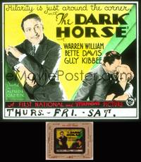 8g029 DARK HORSE glass slide '32 Warren William, Bette Davis, hilarity is just around the corner!