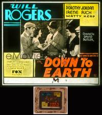 8g031 DOWN TO EARTH glass slide '32 Will Rogers tries to reform his spoiled rich family!