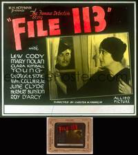 8g033 FILE 113 glass slide '33 based on the French blackmail novel by Emile Gaboriau!