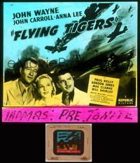 8g037 FLYING TIGERS glass slide '42 John Wayne, John Carroll, Anna Lee, art of WWII airplanes!