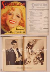 8g076 SCREENLAND magazine August 1931, art of beautiful smiling Clara Bow by Thomas Webb!