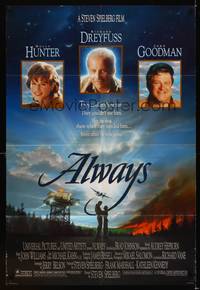 8h037 ALWAYS DS 1sh '89 Steven Spielberg, Richard Dreyfuss, John Goodman, Holly Hunter!