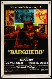 8h066 BARQUERO 1sh '70 Warren Oates, Lee Van Cleef with gun, western gunslinger action!