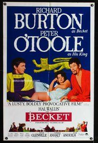 8h072 BECKET style B 1sh '64 Richard Burton in the title role, Peter O'Toole, John Gielgud