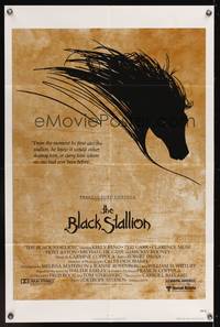 8h091 BLACK STALLION style A 1sh '79 Carroll Ballard, cool artwork of horse's mane!