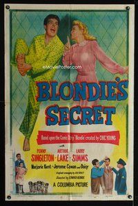 8h095 BLONDIE'S SECRET 1sh '48 wacky art of Penny Singleton & Arthur Lake as Dagwood!