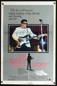 8h136 BUDDY HOLLY STORY 1sh '78 cool image of Gary Busey w/guitar!