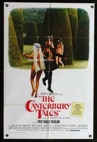 8h155 CANTERBURY TALES int'l 1sh '80 Pier Paolo Pasolini, sexy naked people cavorting in garden!