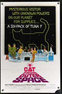 8h166 CAT FROM OUTER SPACE 1sh '78 Walt Disney sci-fi, wacky art of alien feline & cast!