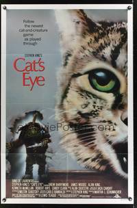 8h170 CAT'S EYE 1sh '85 Stephen King, Drew Barrymore, artwork of wacky little monster by J. Vack!