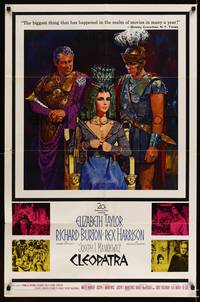 8h194 CLEOPATRA 1sh '64 Elizabeth Taylor, Richard Burton, Rex Harrison, Howard Terpning art!