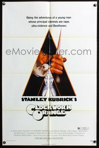 8h200 CLOCKWORK ORANGE R-rated 1sh '72 Stanley Kubrick classic, Castle art of Malcolm McDowell!