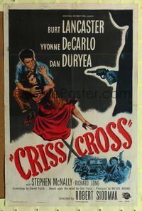 8h234 CRISS CROSS 1sh '48 artwork of Burt Lancaster & Yvonne De Carlo, film noir!